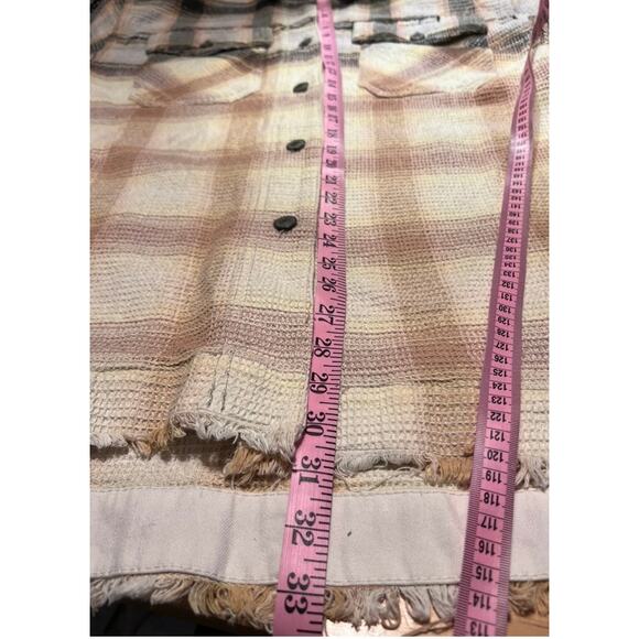 We The Free Anneli Mixed Plaid Shirt Jacket Sz S Oversized Western Boho Layering - Picture 6 of 10